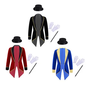 Kids Girls Circus Costume Set Festival Lapel Tailcoat Halloween Stage Show - Picture 1 of 40