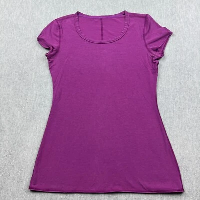 Camisa Lululemon Mujer 8 Púrpura Elastizada Rendimiento Manga Corta Gimnasio Atlético Foto 1 de 4