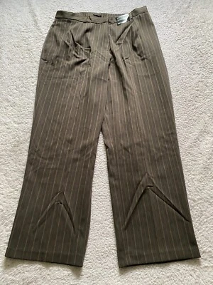 Pantalones Avenue Stretch Mujer Rectos Calce Natural Rayas Marrón Talla 16 Foto 1 de 4