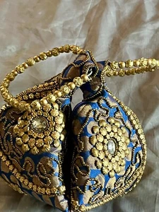 RAR! GORG! Handgefertigte faltbare Clutch/Geldbörse - königsblau mit Goldakzenten, makellos - Bild 1 von 13