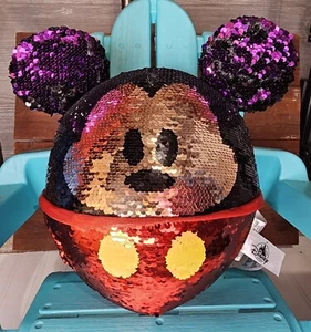 Limited Disney Parks Mickey Mouse Reversible Sequin Plush Ball Pillow 10" NEW - Picture 1 of 4