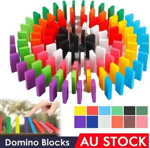 120pcs Wooden Domino Building Blocks Tiles Tumbling Dominoes Family Game Kids - Picture 1 of 15