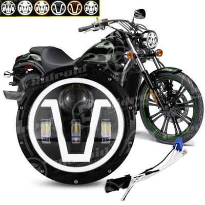 Proyector de faros LED de 7 pulgadas para Kawasaki VN Vulcan 500 750 800 900 1500 DOT Foto 1 de 4