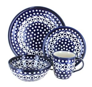 Blue Rose Polish Pottery Xandra 4 Piece Place Setting - Service for 1 - Picture 1 of 1