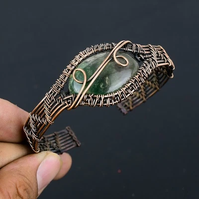 Brazalete ajustable de alambre de cobre con piedras preciosas de fluorita regalo para ella y684 Foto 1 de 4