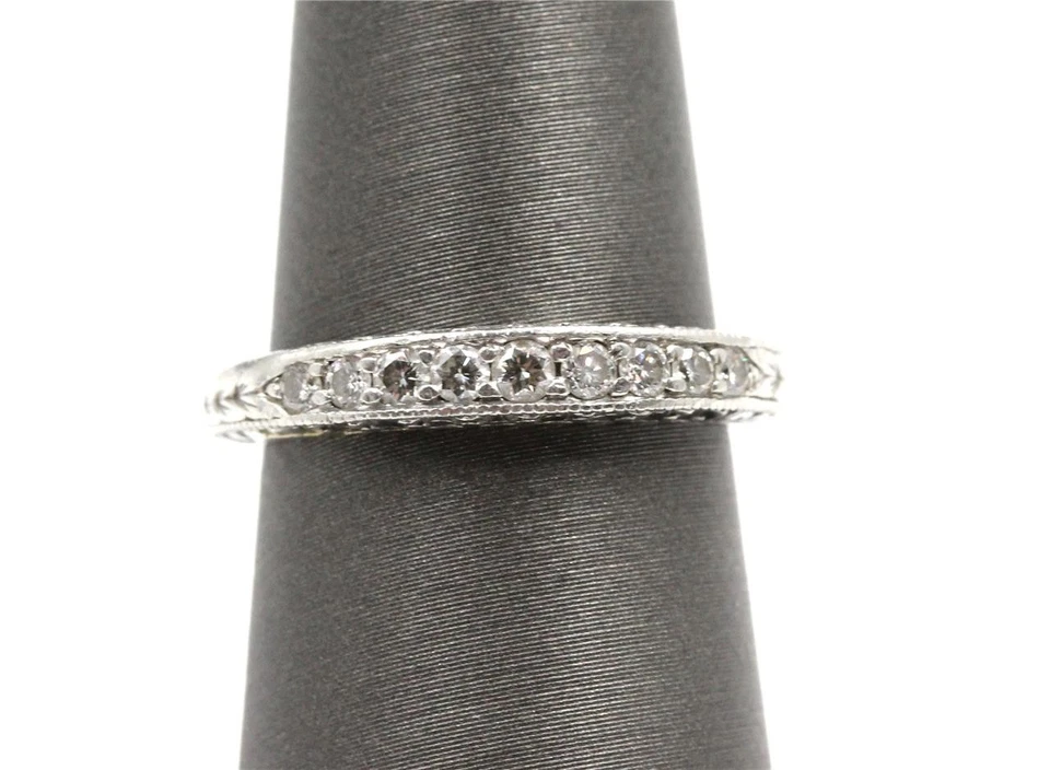Anillo grabado Scott Kay platino 22 diamantes naturales genuinos talla 5,5 a 5,75 Foto 1 de 4