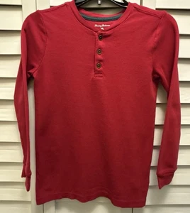 Tommy Bahama Shirt Kids Large 10/12 Red Long Sleeve Henley Comfort Stretch Tee - Picture 1 of 8
