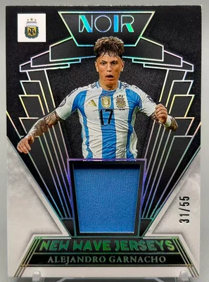Alejandro Garnacho 2024-25 Panini Noir 31/55 Patch Silver New Wave Jerseys - Image 1 of 3