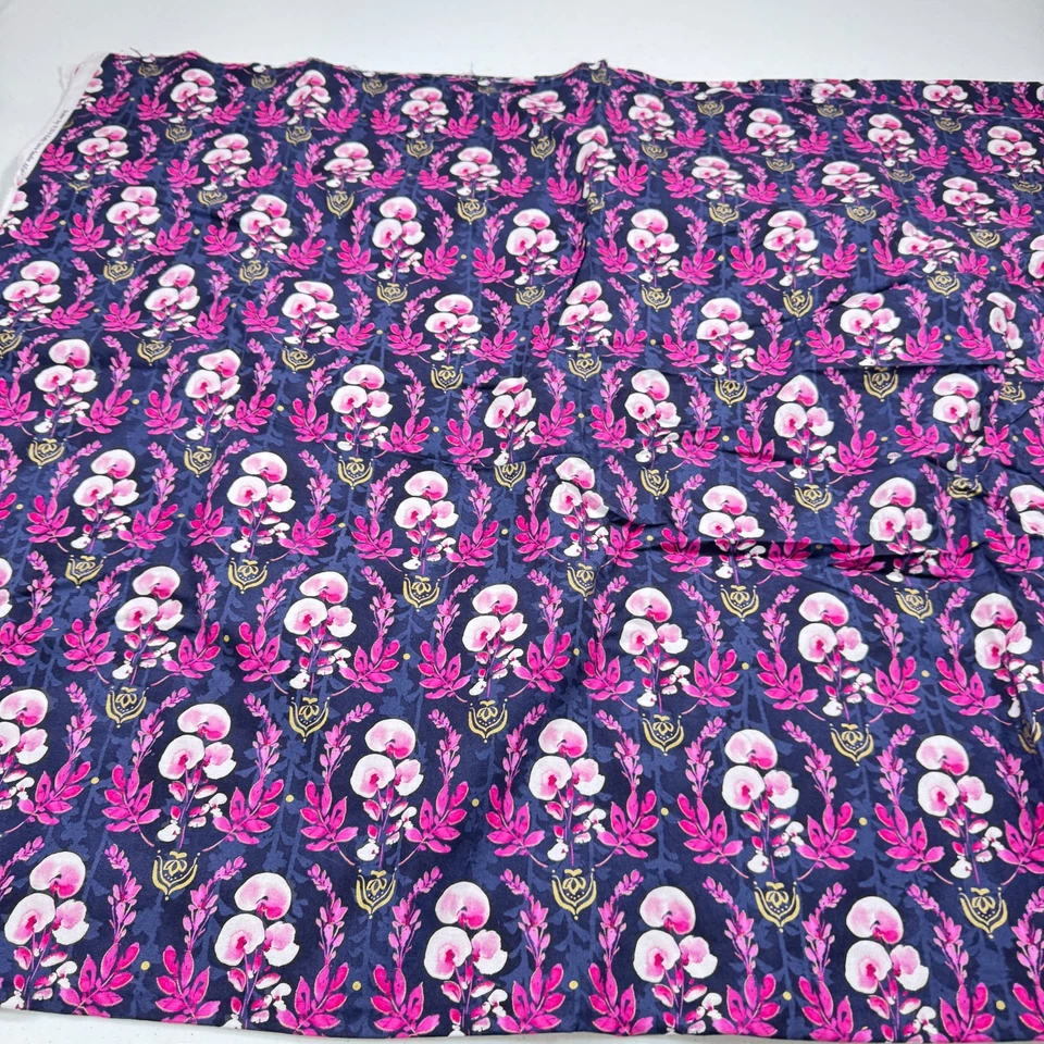 vintage quilting fabric traditions 2016 kathy davis pink floral 42x137 - Image 1 of 4