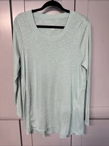 J Jill Top Tunika blau mint Pima U-Ausschnitt elliptisch Langarm Strick Launge - Bild 1 von 10