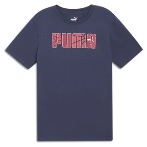 PUMA Branded Graphic Crew Neck Short Sleeve T-Shirt Mens Blue Casual Tops 682215 - Picture 1 of 4