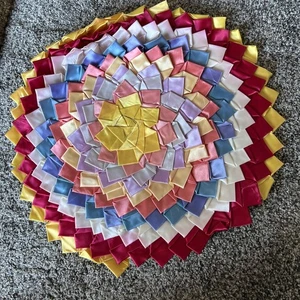 Funeral Ribbon Memorial Pillow Covering Handmade Folk Art circa 1950’s - Picture 1 of 11