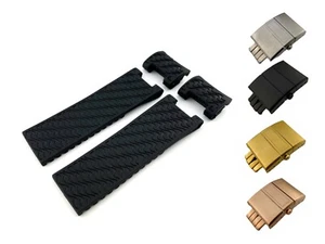 Correa/banda de silicona de goma negra/marina/marrón para reloj Ulysse Nardin cierre de 22 mm - Imagen 1 de 23