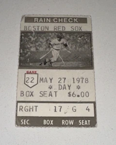 Detroit Tigers Red Sox Reserved Seat Season MLB Ticket Stub Rice HR 27.05.1978 - Bild 1 von 2