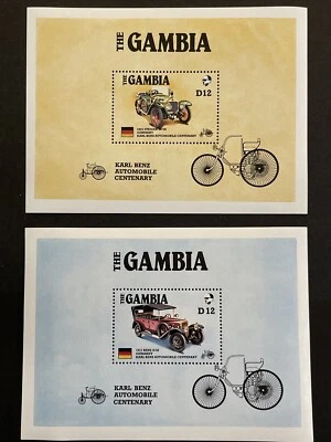 1986 Gambia Ameripex '86 Automobiles Benz Centenary MNH Souv. Sheets Sc# 628-9 - Image 1 of 3