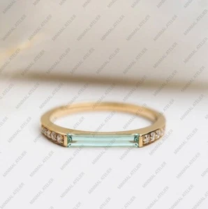 Aquamarine CZ Halo Ring, 925 Sterling Silver Gold Plated Gift For Wedding Band - Picture 1 of 5