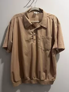 Vintage Haband Polo Shirt Mens Size Large Gold Snaps Disco Swag Banded Waist - Picture 1 of 10