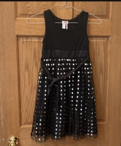 Girls Size 12 Black Sequined Sleeveless Dressy Dress Party - Picture 1 of 2