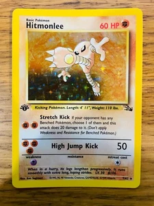 ¡COMO NUEVO! 1ª Edición Hitmonlee (7/62) Holo Fósil Set Pokemon Card! ¡P&P rápido! - Imagen 1 de 3