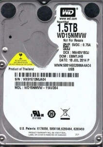 Western Digital WD15NMVW-11AV3S4 dcm: EBMTJHB s/n: WX91E 2014 1.5TB USB 3.0 3802 - Picture 1 of 2