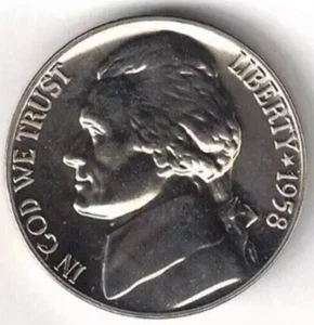 1958 Proof Jefferson Nickel - Picture 1 of 2