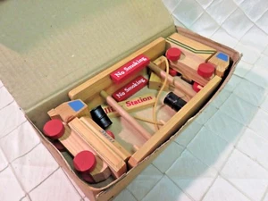 Wood Toy Building Set GAS STATION Truck Shell Oil New Old Stock Vintage - Picture 1 of 4