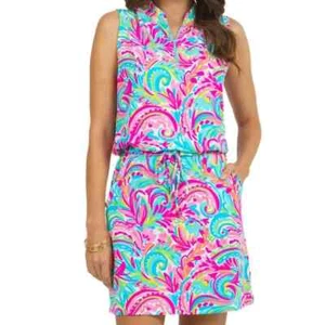 NWT Ladies IBKUL AUBREY CANDY PINK Sleeveless Drawstring Golf Dress XS S M L XL - Picture 1 of 1