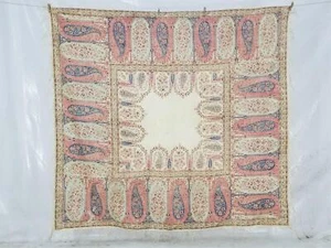 Vintage traditionelles Kaschmir Paisley bedrucktes Wollschal 164 x 153 cm - Bild 1 von 13