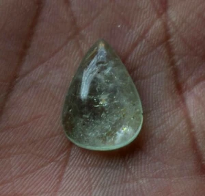 18*13 MM 100% Natural Moss Aquamarine Pear Shape Cabochon Loose Stone 9 Carat - Picture 1 of 4