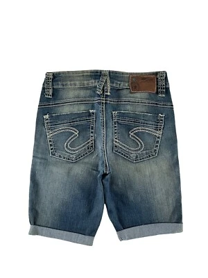 Pantalones Cortos Jeans Plateados Tiro Bajo Brooke Puños Elastizados Denim Cortes 27 Nuevo Defecto Foto 1 de 4