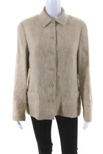 Zanella Womens Cotton Textured Brown Collard Long Sleeve Coat Jacket Size 8