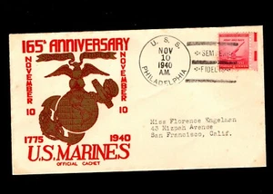 WWII Era Patriotic Thermo 165th Anniversary Marines USS Philadelphia Cover 6x - Picture 1 of 2