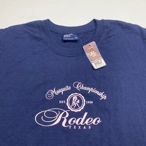 Mesquite Texas Championship Rodeo T Shirt Navy Blue Pink Print Adult Size XL NWT - Picture 1 of 13