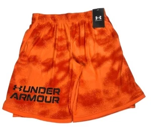 Under Armour Boys Stunt 3.0 Plus Shorts Youth size L Orange Camo Print NWT $30 - Picture 1 of 10