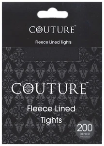 200 Denier FLEECE Lined TIGHTS Flat Seams Soft Feel BLACK Matt COUTURE S L - Picture 1 of 4