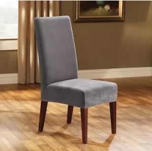 🪑 SureFit Stretch Pique Short DiningRoom Chair Slipcover FlannelGray(Lot Of 2) - Picture 1 of 2
