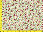 Red & Yellow Flowers on Light Cream Quilting Sewing Fabric by Yard #655