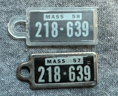 Rare 1958 Massachusetts DAV TAG Keychain License Plate 218-639 and 1957 Tag - Image 1 of 2
