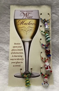 Holiday Wine Glass Charms Set of 6 Drink Markers Boston Warehouse BRAND NEW - Picture 1 of 2