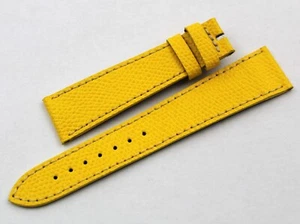 Cinturino Vera Pelle Martellata Giallo Piatto Fibbia Ardiglione Artigianale New - Imagen 1 de 4