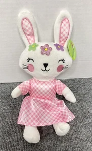 Happy Go flauschiges weißes Osterhase Kaninchen Plüsch Stofftier rosa Satinkleid 11 Zoll - Bild 1 von 5