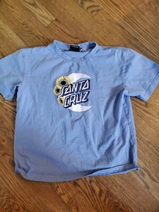 Santa Cruz GIRL'S Blue Sunflower Moon Short Sleeve Crew Neck T-Shirt Size L Hole - Picture 1 of 5