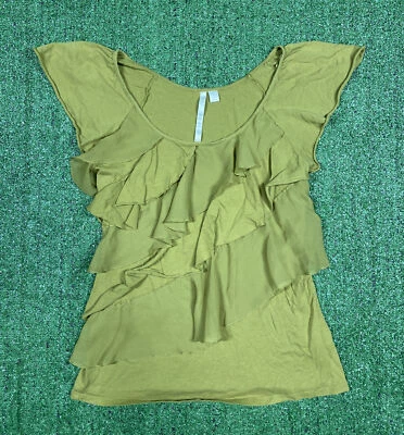 LAUREN CONRAD Women’s Size Small Ruffled Sleeveless Top Blouse Shirt Yellow — 第 1/4 张图片