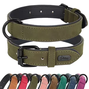 Collar de perro de cuero acolchado suave ajustable para perros pequeños medianos grandes Bulldog - Imagen 1 de 26