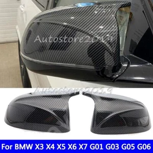 Carbon Fiber Look Mirror Cover Cap For BMW X3 X4 X5 X6 X7 G01 G02 G03 G05 G06 - Foto 1 di 7