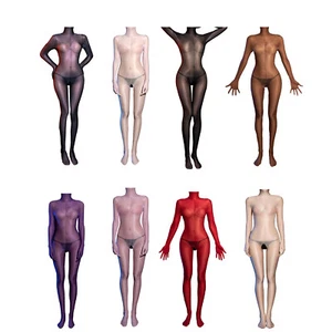 Womens Nightwear See-Through Jumpsuit Sheer Sleepwear Pantyhose Catsuit Glossy - Picture 1 of 85
