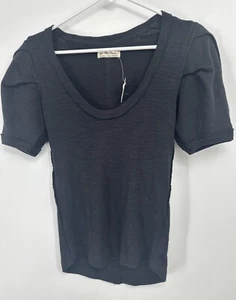 Free People Black Puff Sleeve Top Size XS NWT - Picture 1 of 5