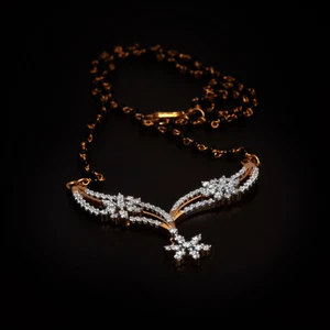 1.35 TCW Round Brilliant Cut Diamonds Mangalsutra Necklace In 585 Solid 14K Gold - Picture 1 of 1
