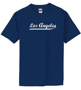 NUEVA CON ETIQUETAS CAMISETA PARA HOMBRE IMPRESA LOS ANGELES CIUDAD ALGODÓN NEGRO AZUL MARINO REAL AZUL REAL TODAS LAS TALLAS - Imagen 1 de 1