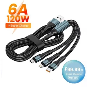 Câble de Charge USB CHARGEUR RAPIDE 3en1 i pour USB;Type C; iPhone - Photo 1 sur 6